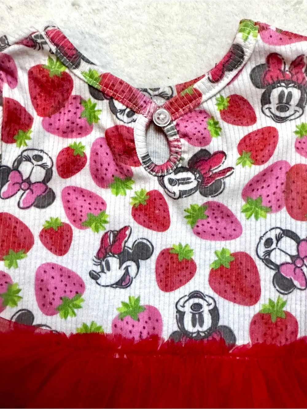Disney Baby Minnie Mouse Strawberry Red Tulle Tutu 12month Onesie